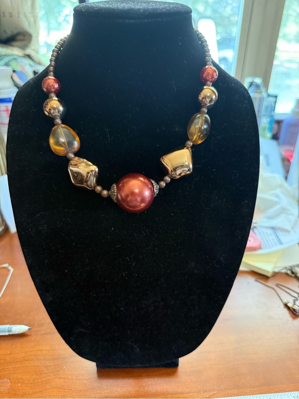 Vintage Chunky Asymmetrical Statement 24” Necklace